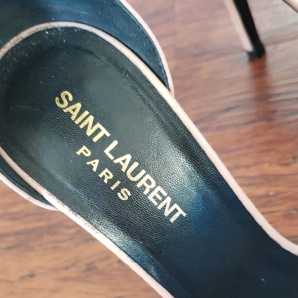 Saint Laurent Pink Beige Patent Leather Heels Size 38.5 Flawed - Picture 12 of 12